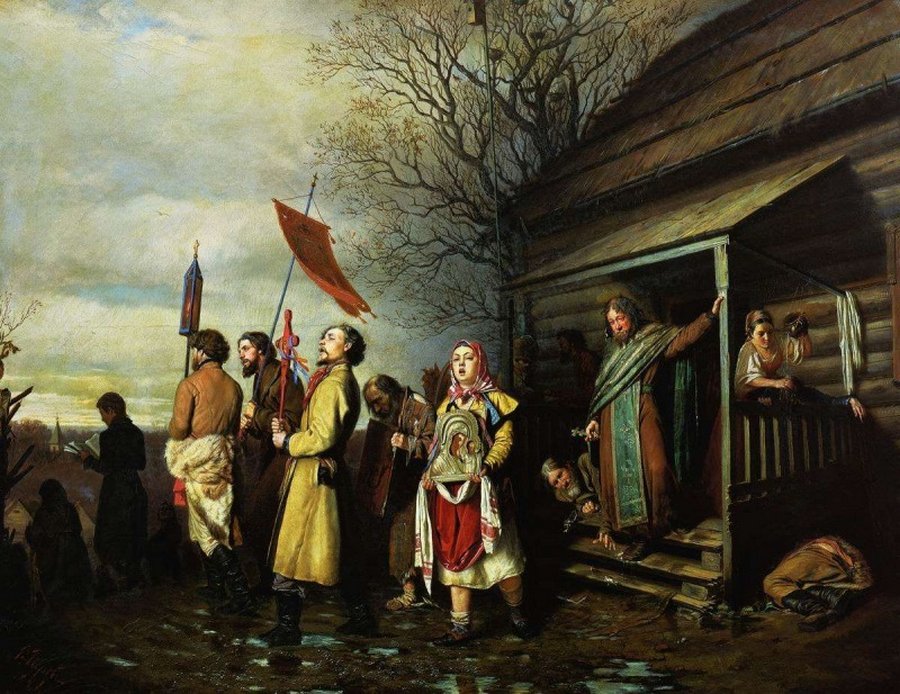 "Сельский крестный ход на Пасху". Художник Василий Перов, 1861 год