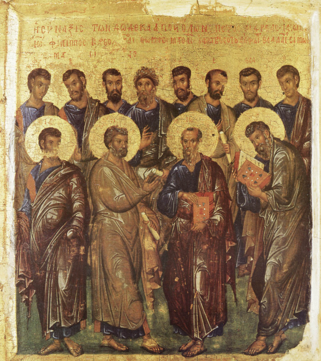 Собор святых апостолов. Икона, Византия,  1-я четверть XIV века