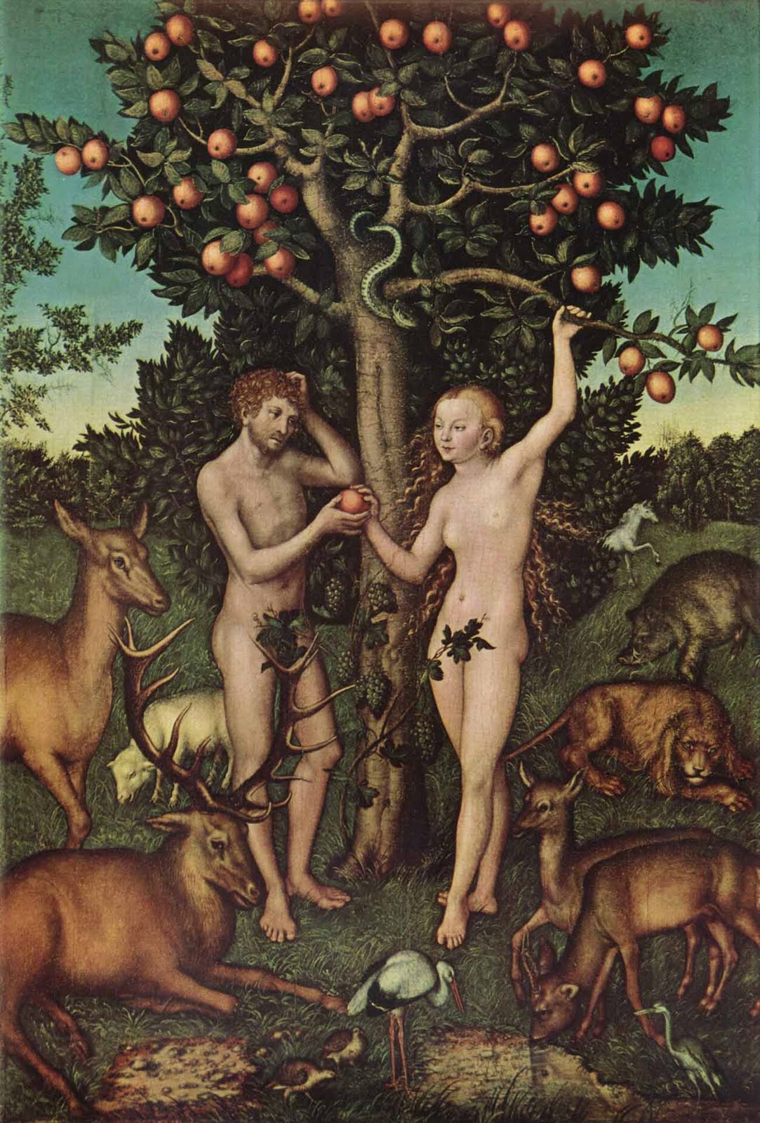 Адам и Ева в Райском саду. Лукас Кранах (1526)