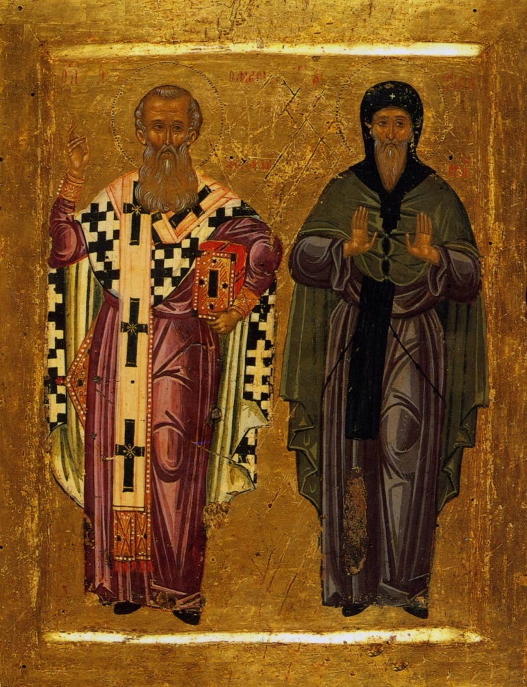 Святитель Афанасий Великий Александрийский и Антоний Великий. Икона