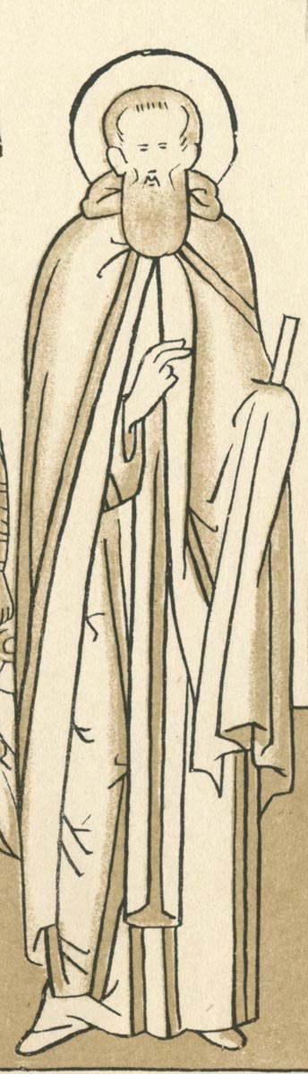 Фрагмент Строгановского лицевого подлинника "Преподобный Александр Куштский", конец XVI - начало XVII веков