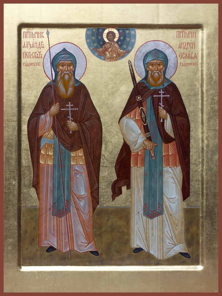 Преподобные Александр (Пересвет) и Андрей (Ослябя). Икона