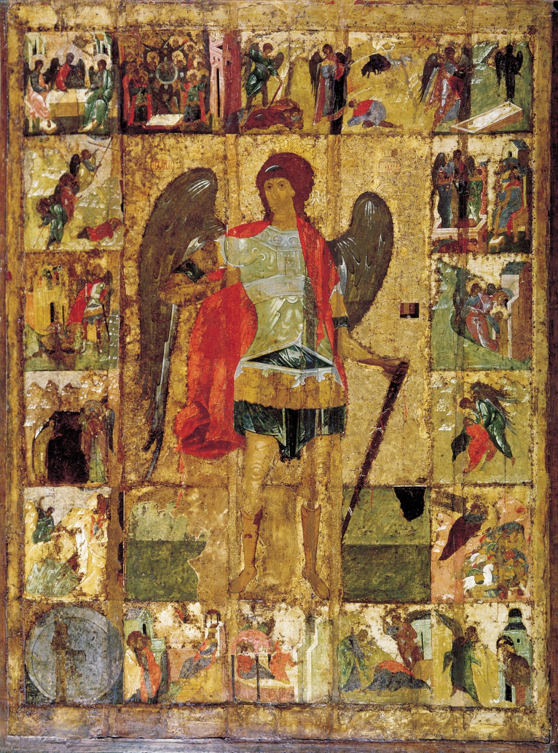 Архангел Михаил. Икона с деяниями, первая четверть XV века. Русь