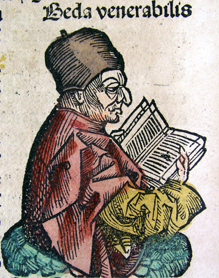 Беда Достопочтенный. Иллюстрация из Нюрнбергской хроники, XV век