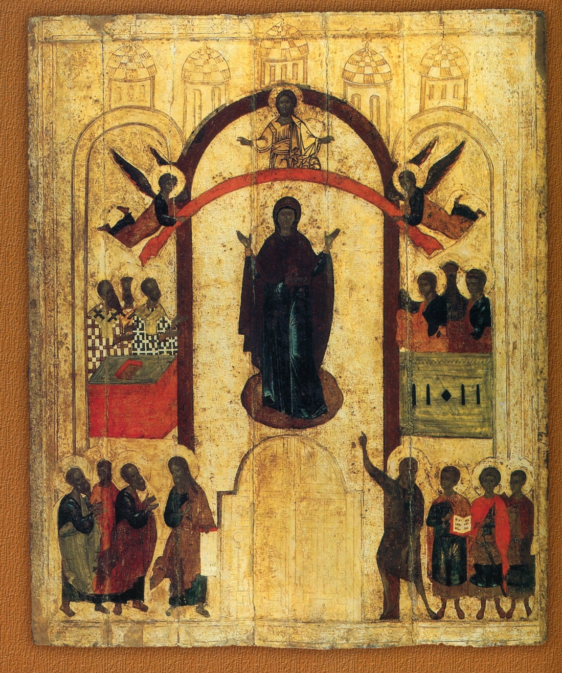 Покров Пресвятой Богородицы. Икона, 1399. Новгород