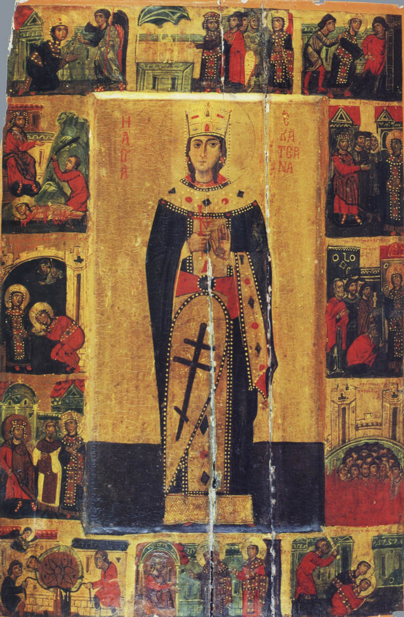 Великомученица Екатерина. Икона, XIII век.  Монастырь святой Екатерины на Синае (Египет)