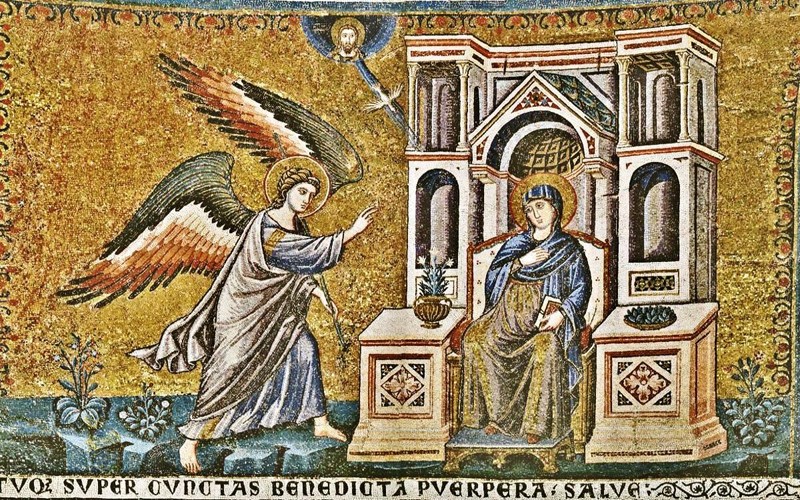 Пьетро Каваллини, Благовещение, базилика Санта-Мария-ин-Трастевере, Мозаика, 1291 год