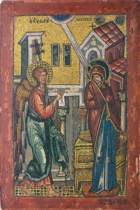 Благовещение Богородицы. Музей Виктории и Альберта, Великобритания. Мозаичная икона,  1300-1325 года