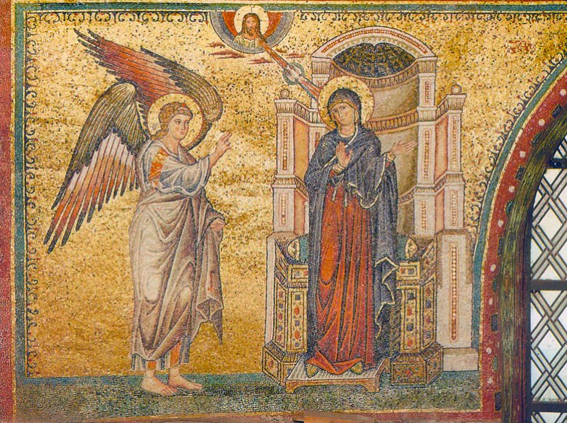 Благовещение Богородице. Мозаика храма Санта-Мария-Мадджоре, 1295 год