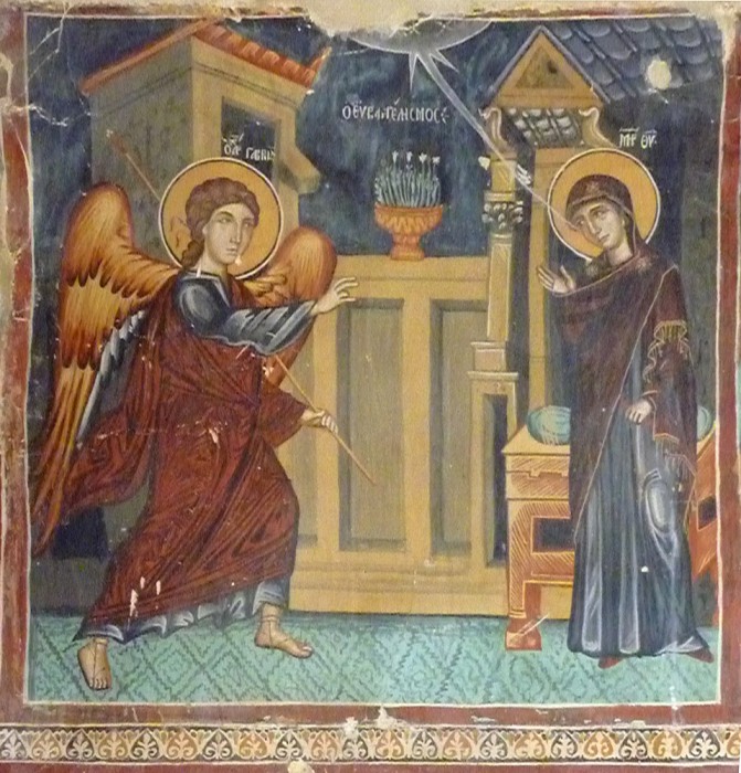 Благовещение. Фреска православного храма на Кипр