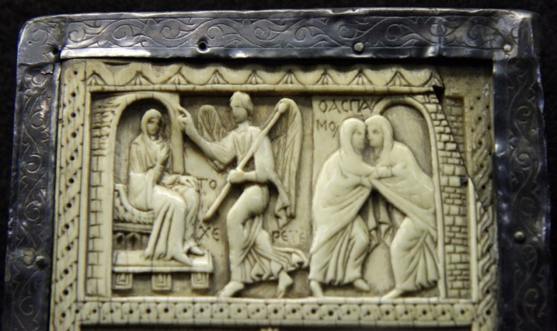 Благовещение Богородицы. Фрагмент византийского Диптиха из слоновой кости, VI век