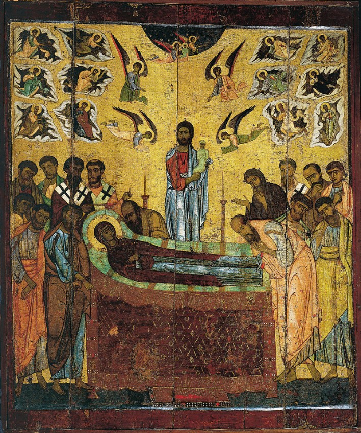 Успение Пресвятой Богородицы. Икона, начало XIII век, Новгород