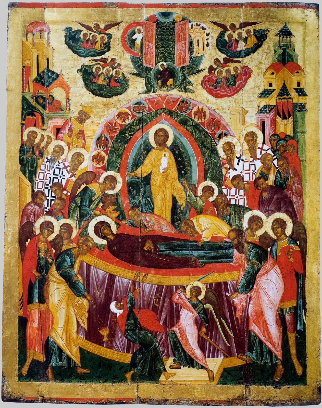 Успение Богоматери. Икона. XVI век. Новгород