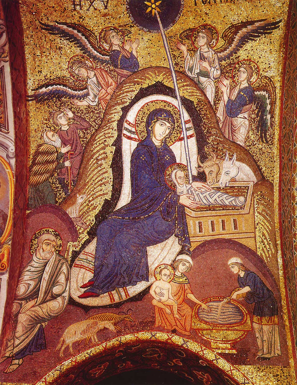 Рождество Христово. Мозаика церкви Марторана в Палермо. 1146–1151 г. Италия