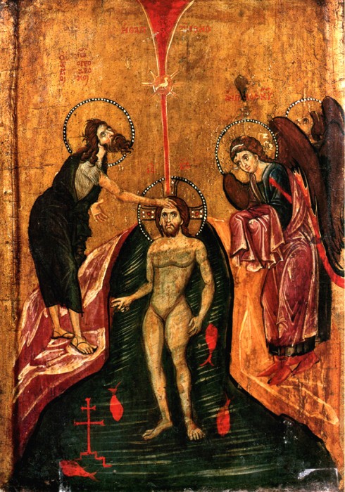 Крещение Господне. Икона, вторая половина XIII века. Синайский монастырь