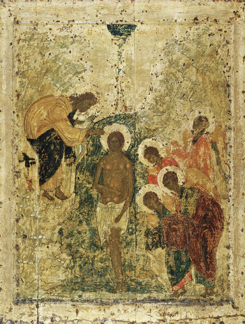 Крещение Господне, икона, 1405 год. Иконописец -  преподобный Андрей Рублев