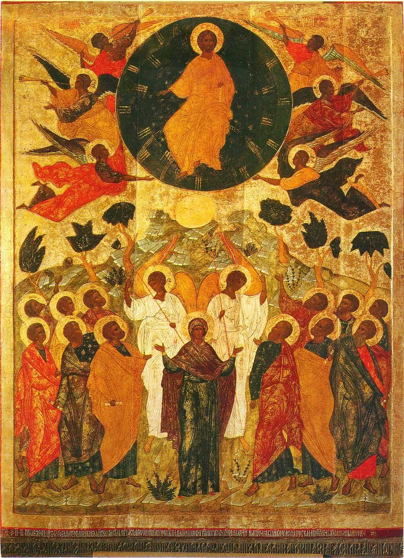 Вознесение Господне. Икона, 1542 год. Из праздничного ряда иконостаса церкви Новое Вознесение в Пскове
