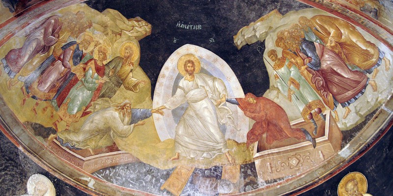 Сошествие Христа во ад. Фреска монастыря Хора, XIV век. Константинополь