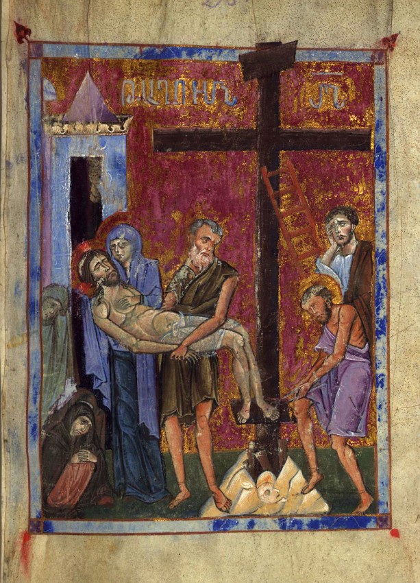 Великая Пятница. Снятие со Креста. Армянская книжная миниатюра XIII века