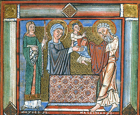 Сретение Господне. Средневековая западная книжная миниатюра. Британская библиотека