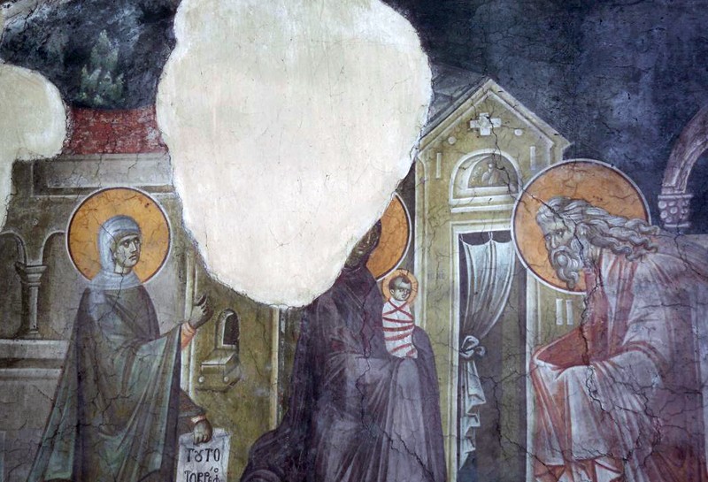 Сретение Господне. Роспись церкви Успения Богоматери, монастырь Грачаница, Сербия, 1321 год