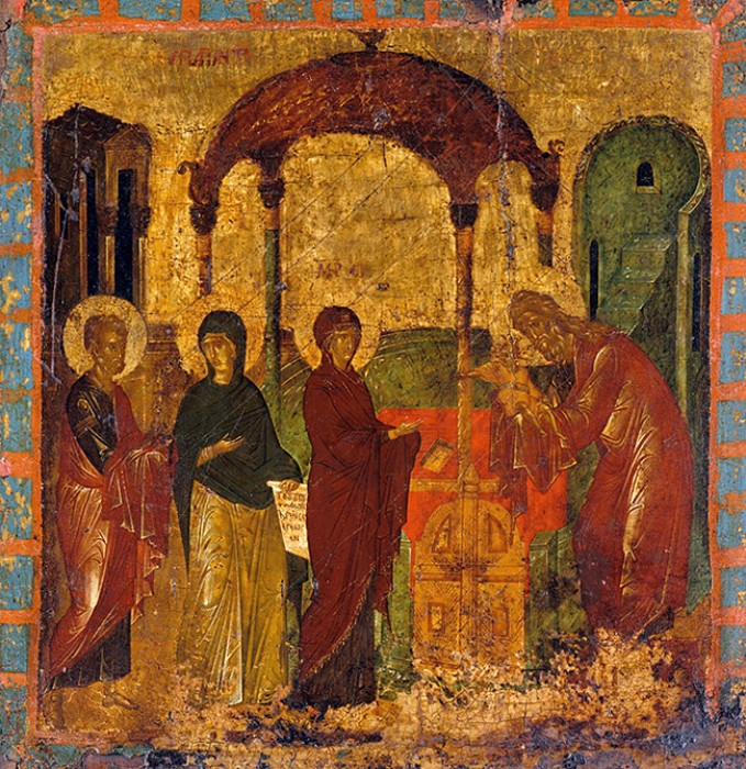 Сретение Господне. Византийская икона,  XV век