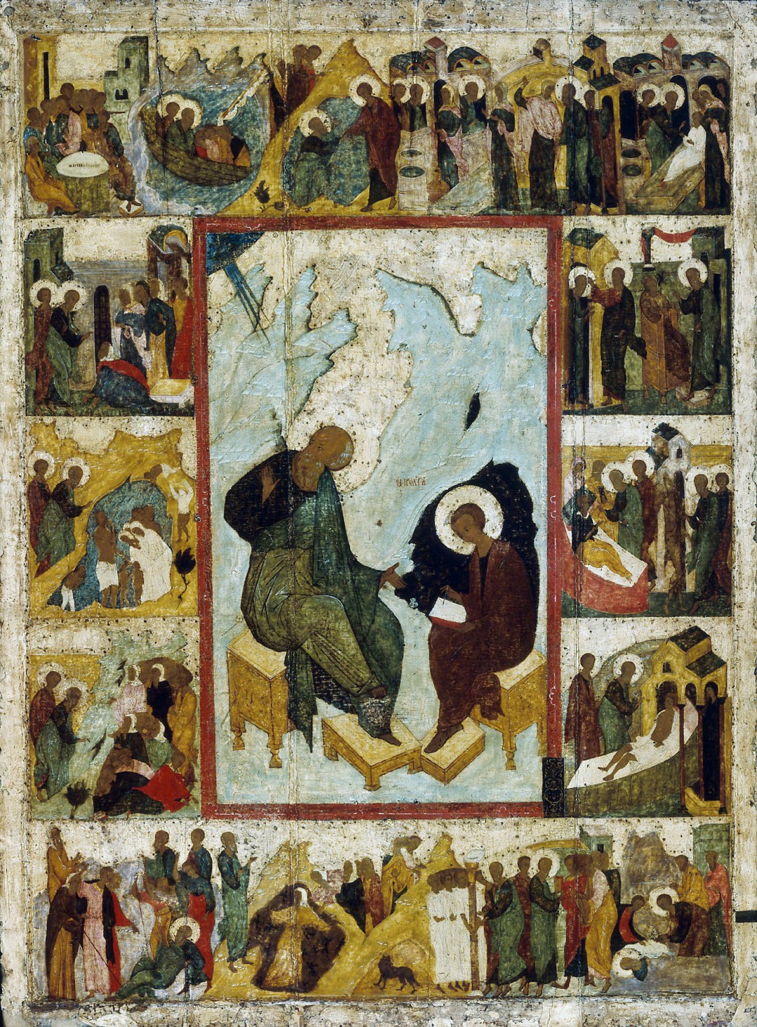 Иоанн Богослов на Патмосе. Икона, XV век. Иконописец Дионисий