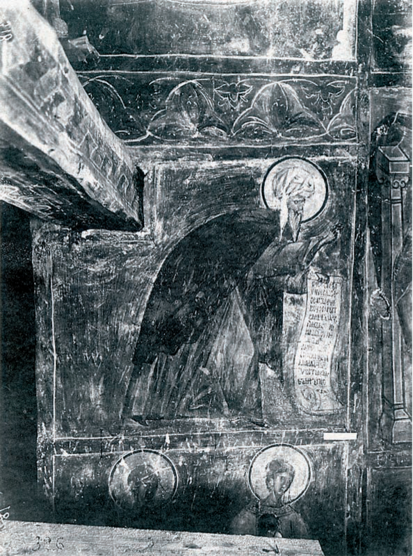 Преподобный Иоанн Дамаскин. Фреска Церкви Успения Пресвятой Богородицы на Волотовом поле в Вел. Новгороде, 1363 год