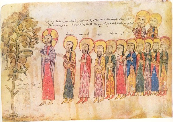 Проклятие смоковницы. Миниатюра Овсиана из Евангелия,  1306 год. Армения