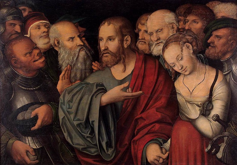 Христос и блудница. Лукас Кранах Младший (1535)