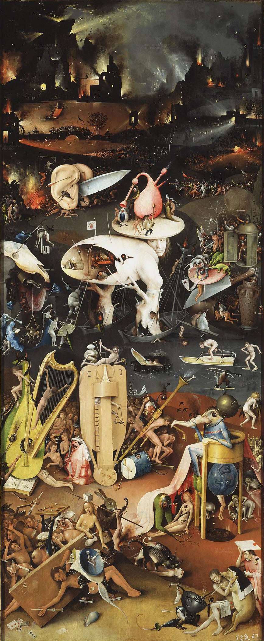Иероним Босх. Фрагмент триптиха "Страшный суд"  - правая створка "Ад", 1504 год