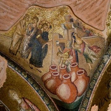 Брак в Кане Галилейской. Мозаика. XIV век. Церковь монастыря Хора (Кахрие-Джами), Константинополь