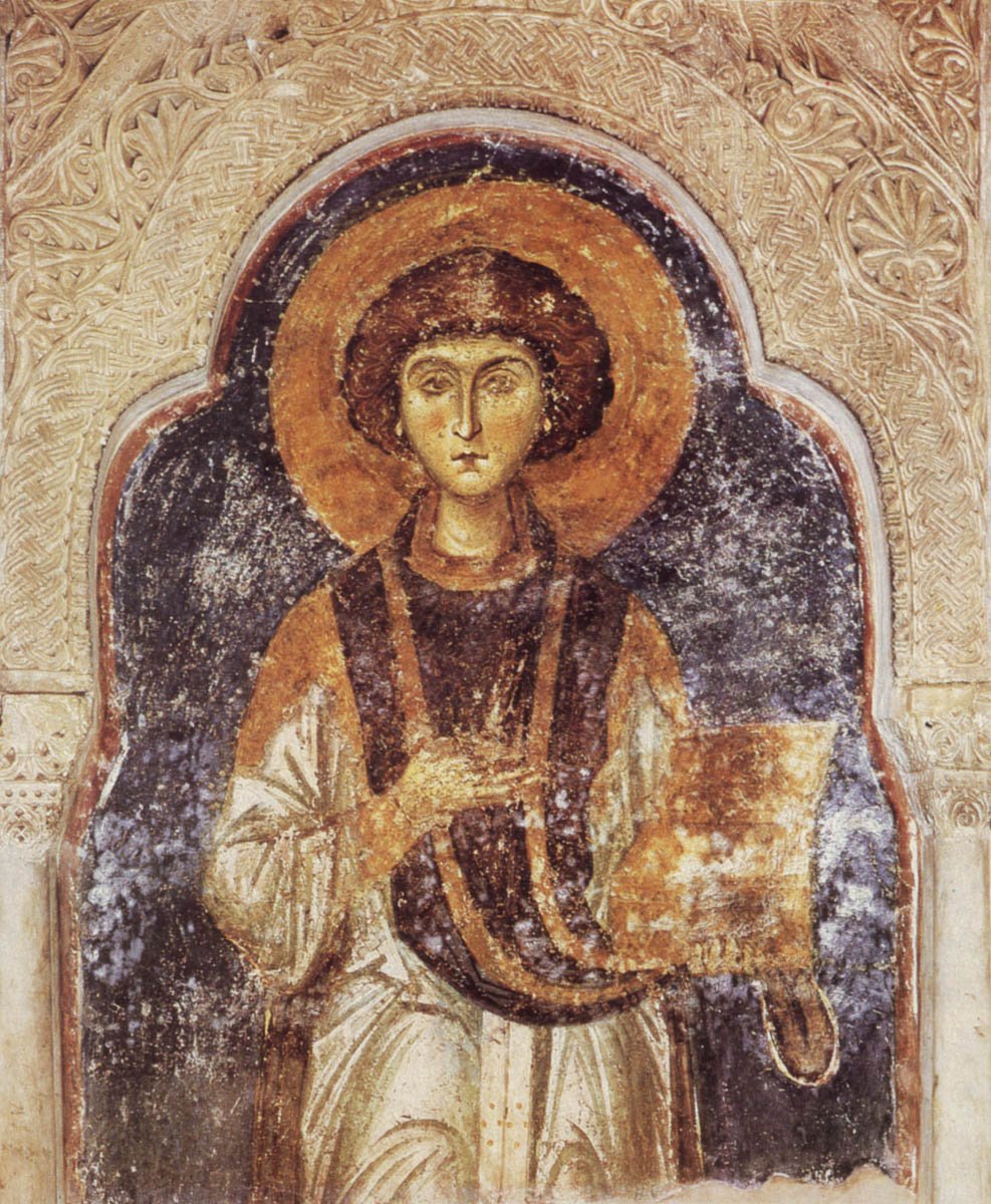 Великомученик Пантелеимон. Фреска церкви вмч. Пантелеимона. Нерези, 1164 год. Македония