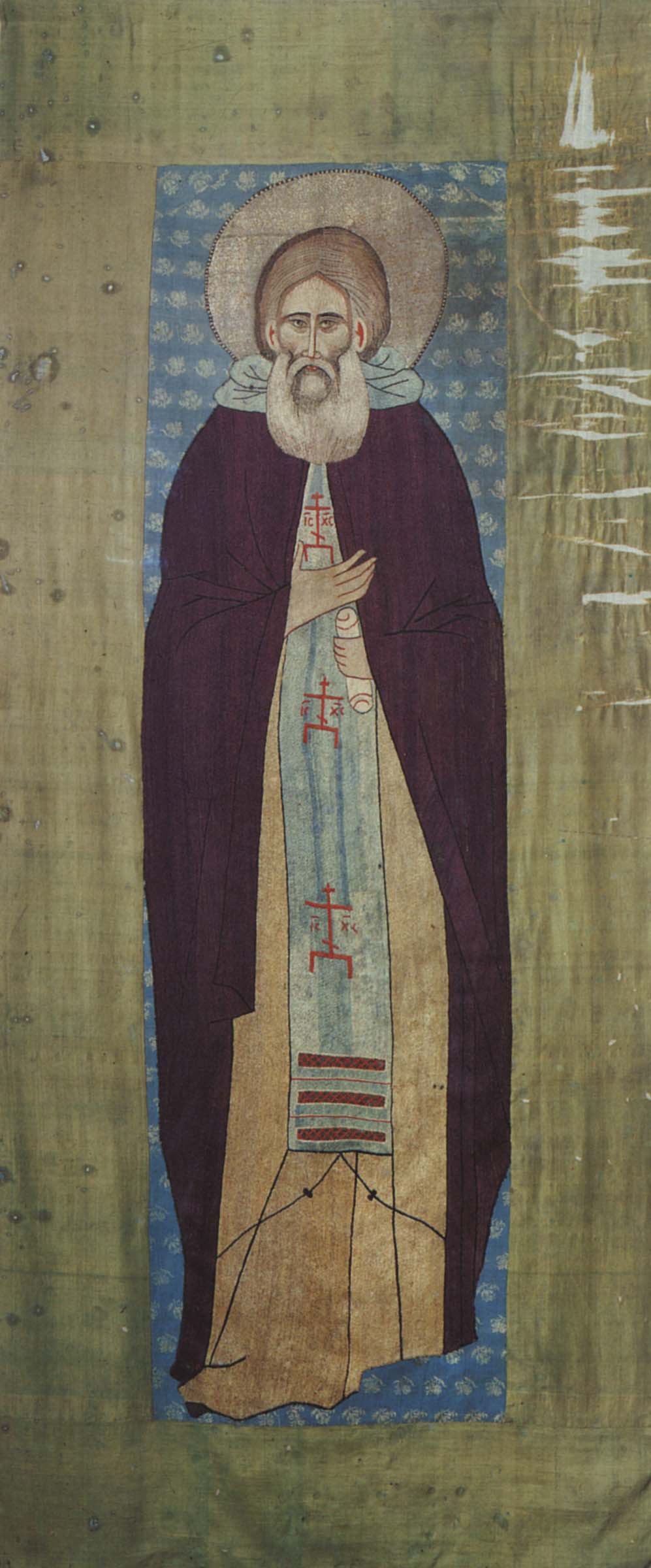 Преподобный Сергий Радонежский. Шитый покров, 1420-е годы. Ризница Троице - Сергиевой Лавры