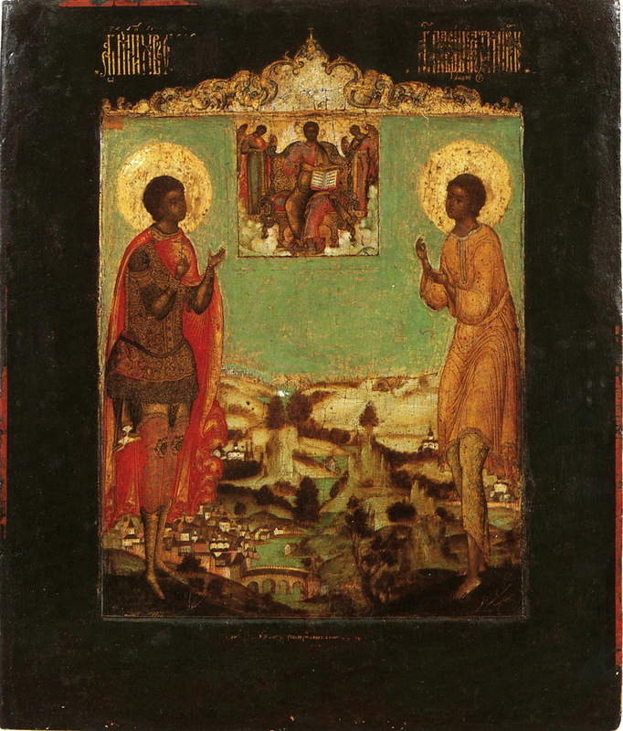 Святой Артемий и мученик Уар. Икона, XVII век. Москва