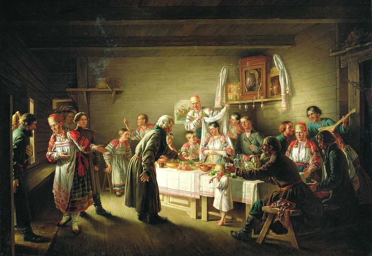 "Смотрины невесты". Художник Николай Петров (1861)