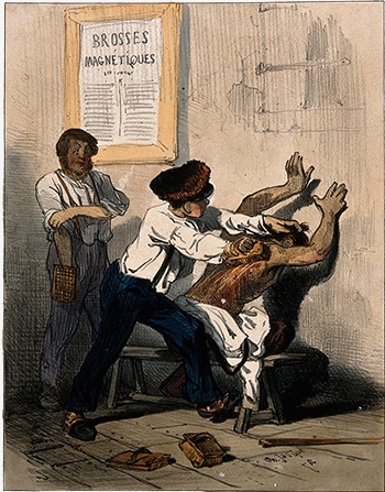 Шарль-Эмиль Жак. Лечение магнитными щетками. Около 1843 года.