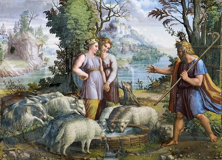 "Встреча Иакова и Рахили".  Рафаэль Санти (1519)