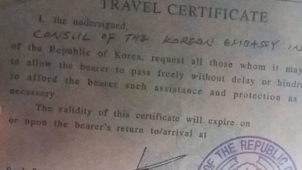 Временный паспорт Сеоюн Ли