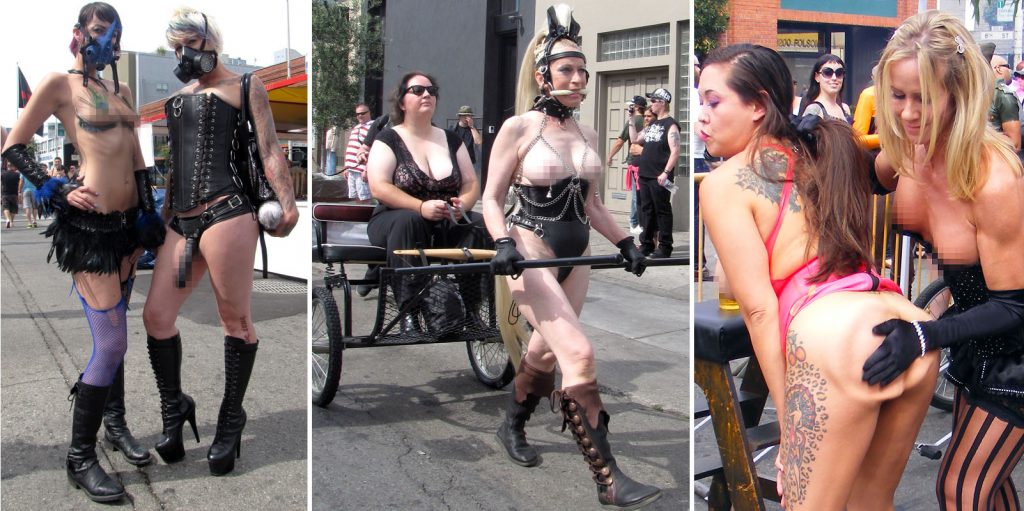 Лесбийские пары на уличном фестивале в Сан-Франциско